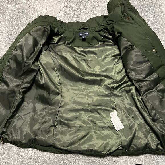 Lands End Coat Womens Small Green Down Jacket Belted - Picture 6 of 8